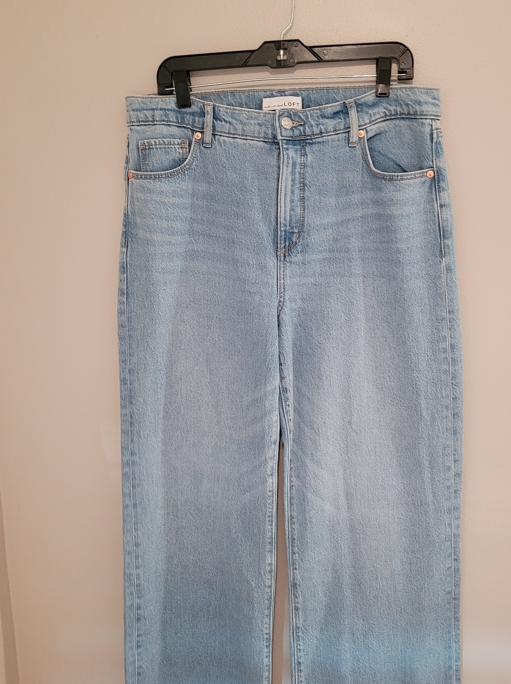 Loft Wide Leg High Rise Frayed Cuffed Jeans - Picture 2 of 8